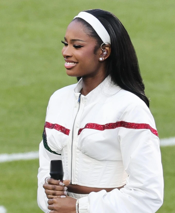 2026 Super Bowl LX Coco Jones White Jacket