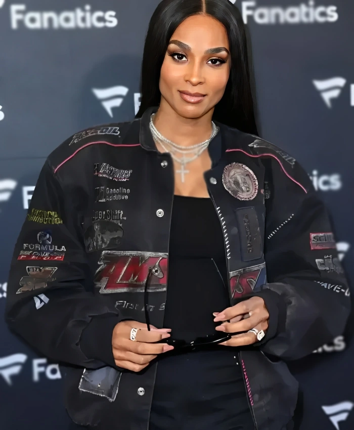 2026 Super Bowl Party Ciara Black Racing Bomber Jacket