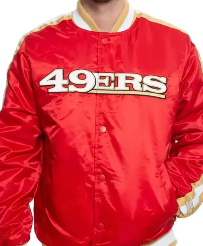 49ERS SF Red Satin Bomber Jacket