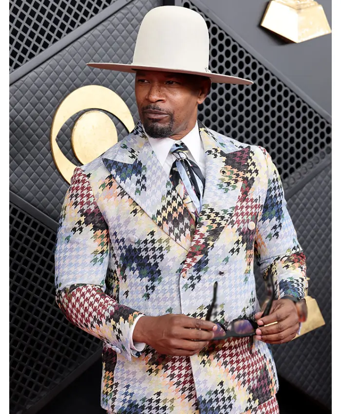 68th Grammy Awards 2026 Red Carpet Jamie Foxx Patchwork Houndstooth Suit