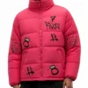 7 Rings Ariana Grande Pink Puffer Jacket Mens