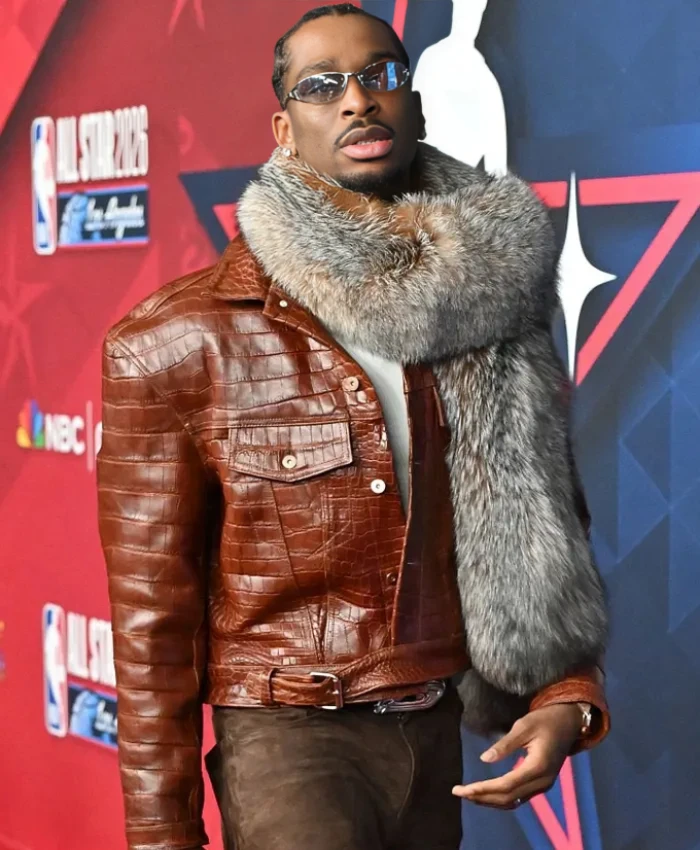 75th Pro Basketball All Star Game Shai Gilgeous Alexander Brown Leather Jacket