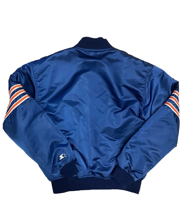 80s Chicago Bears Blue Satin Jacket - Image 2