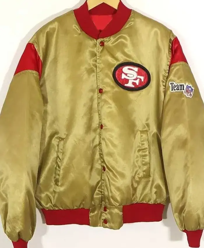 80s SF 49ers Teddy Gold Satin Jacket