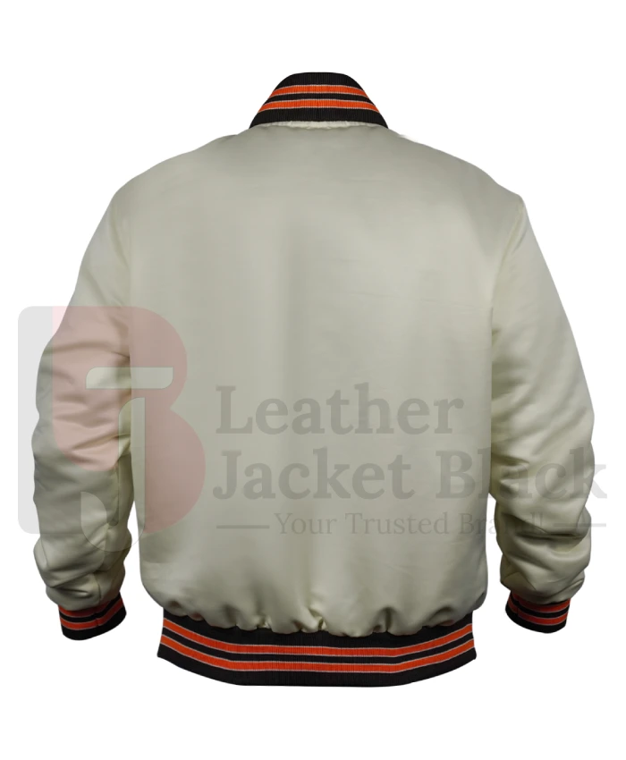90s Cleveland Browns Satin Bomber Jacket White