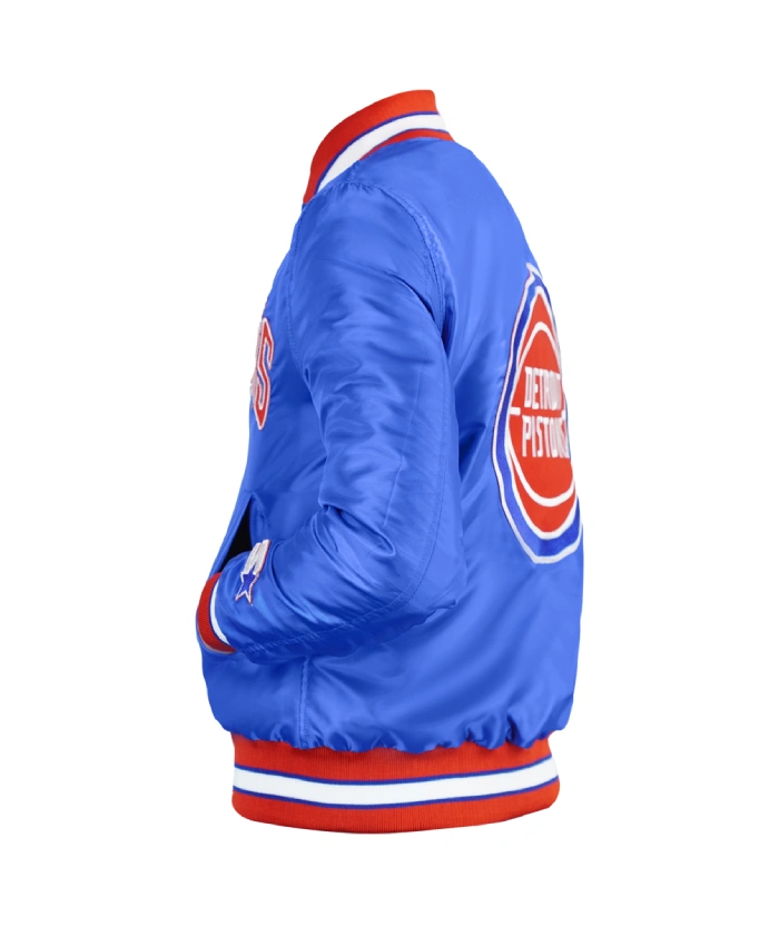 90s NBA Detroit Pistons Full Snap Blue Jacket