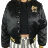 90s Purdue Boilermakers Full Snap Satin Black Jacket