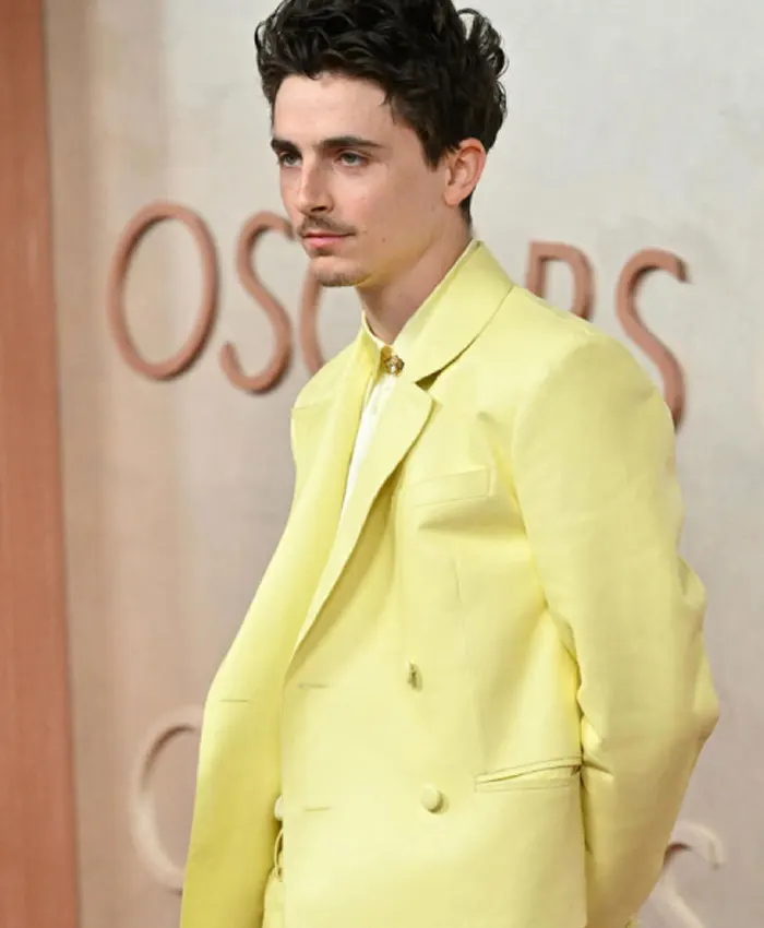 Alternative view of Timothée Chalamet 97th Oscars Leather Blazer
