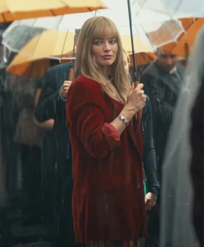 A Big Bold Beautiful 2025 Margot Robbie Journey Red Blazer