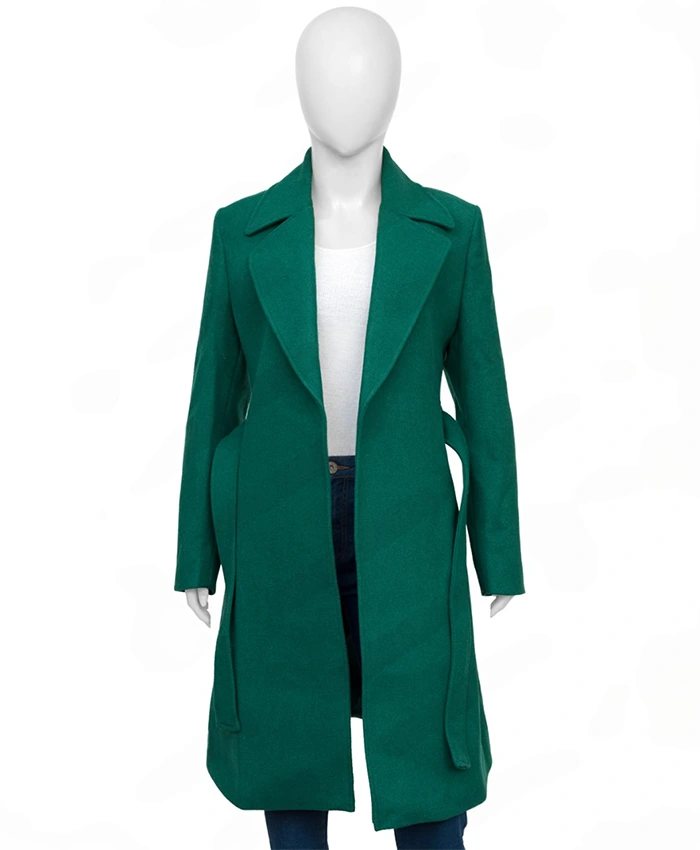 A Merry Scottish Christmas Lacey Chabert Green Trench Coat