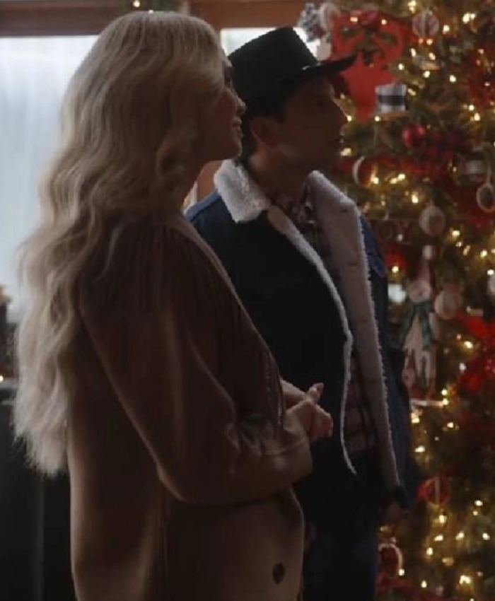 A Royal Montana Christmas 2025 Fiona Gubelmann Brown Fringe Coat Buy Now