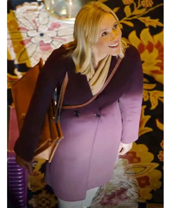 A Suite Holiday Romance Jessy Schram Maroon Wool Coat