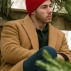 A Very Jonas Christmas Movie 2025 Nick Jonas Brown Wool Coat