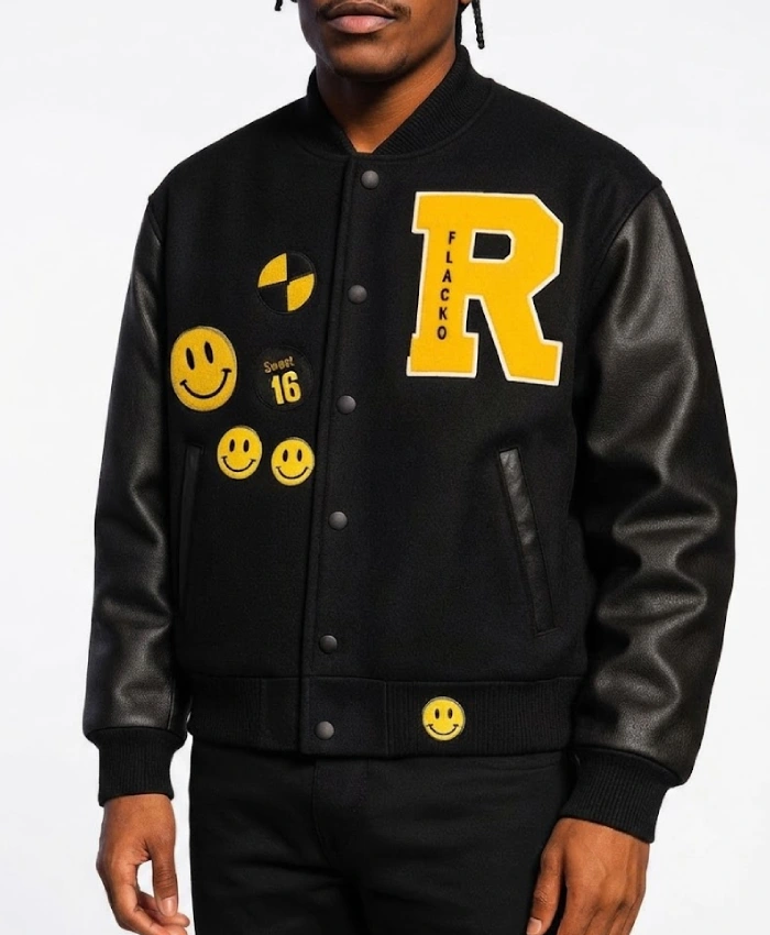 AAP Rocky Letterman Black Wool Jacket
