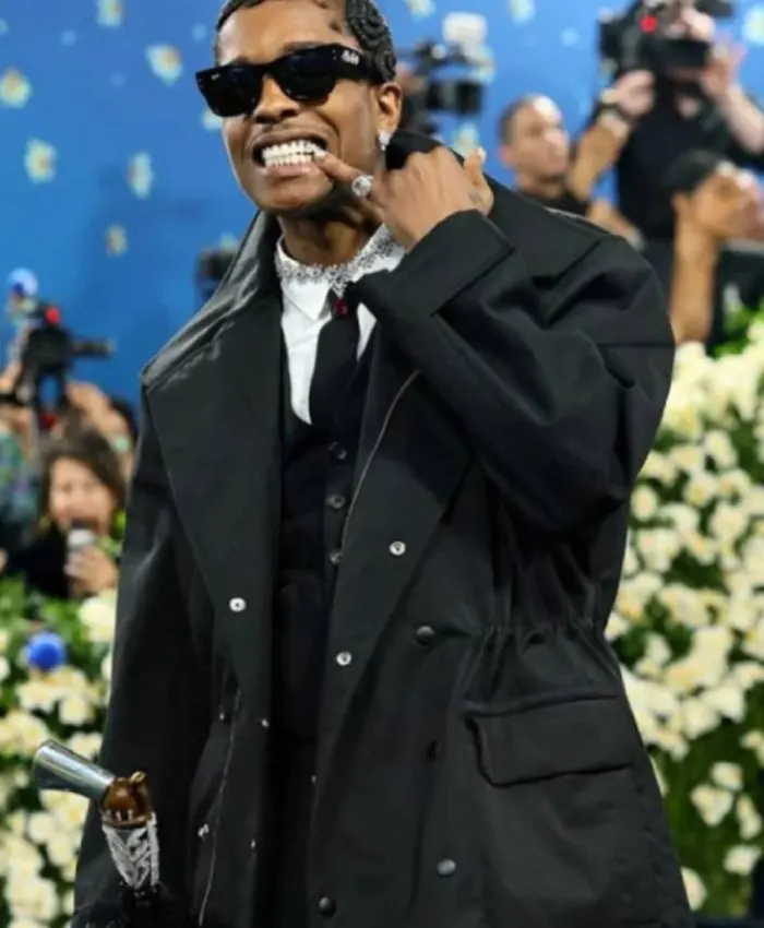 Alternative view of A$AP Rocky Met Gala 2025 Black Jacket