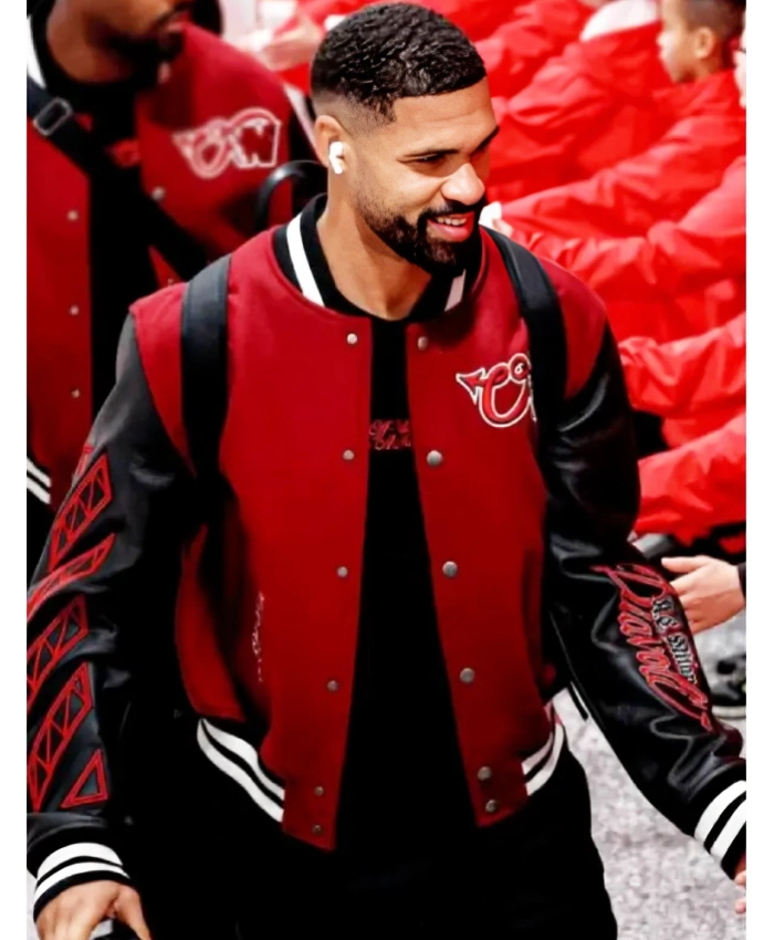 AC Milan X Off White Ruben Loftus Cheek Maroon Varsity Jacket