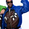 ASAP Ferg Party Artwork Blue Leather Jacket