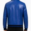 ASAP Ferg Party Artwork Blue Leather Jacket Men