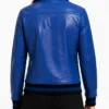 ASAP Ferg Party Artwork Blue Leather Jacket Women