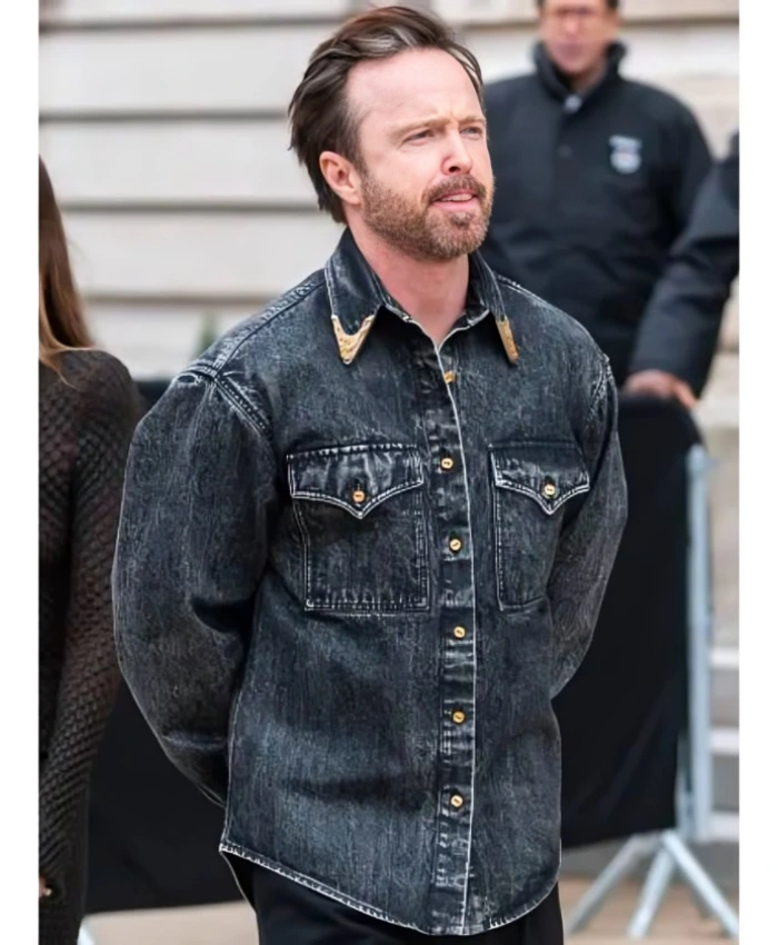 Aaron Paul Paris Fashion Week Denim Jacket