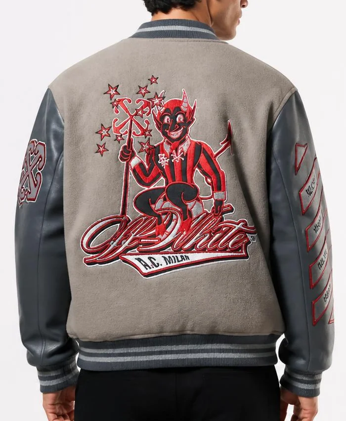 Ac Milan Grey Varsity Jacket Men