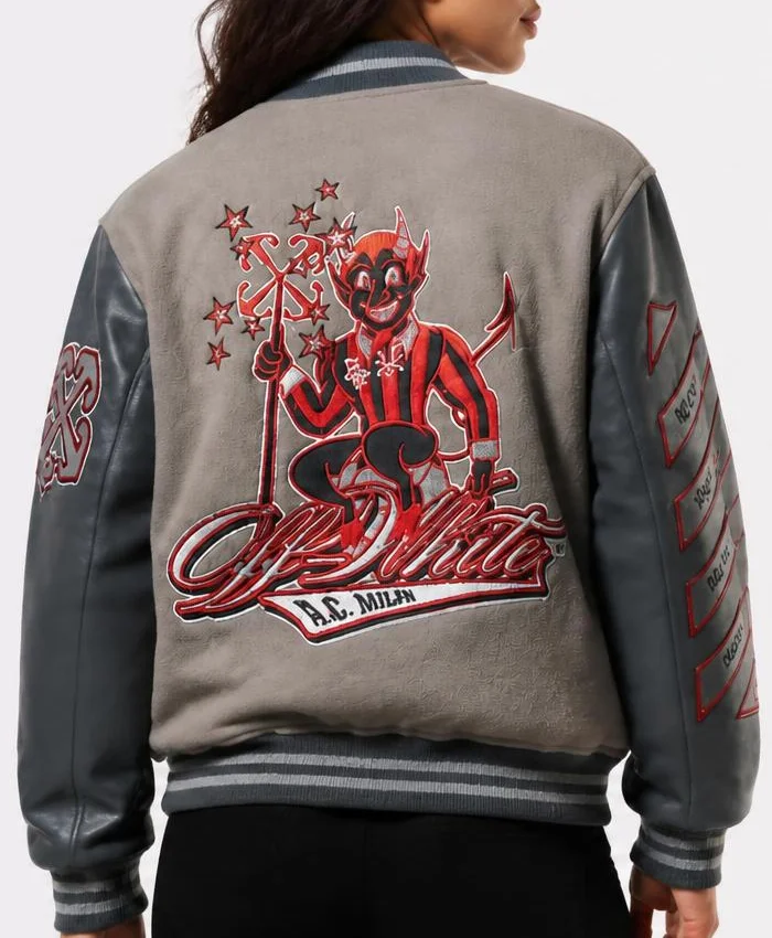 Ac Milan Grey Varsity Jacket Women