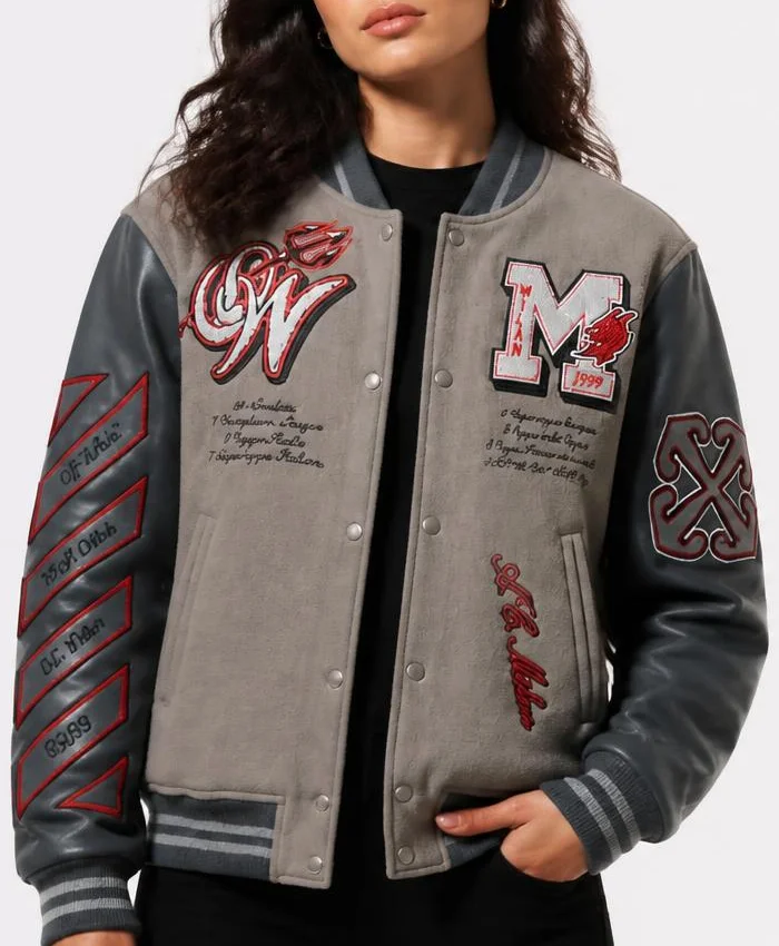 Ac Milan Grey Varsity Jacket Womens