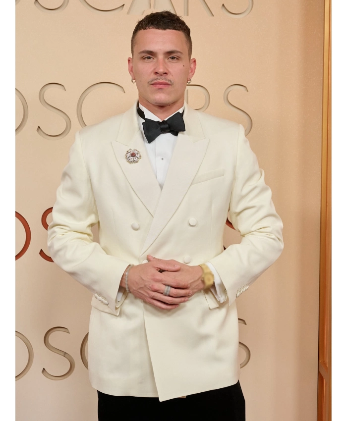 Academy Award Oscar 2026 Aron Piper Red Carpet Double Breasted White Blazer