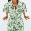 Access Daily 2025 Adrianna Leaf Print Romper