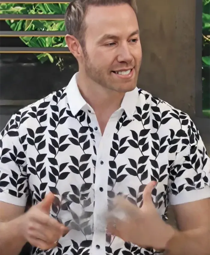Access Daily 2025 Paul Zahn Black And White Leaf Print Shirt