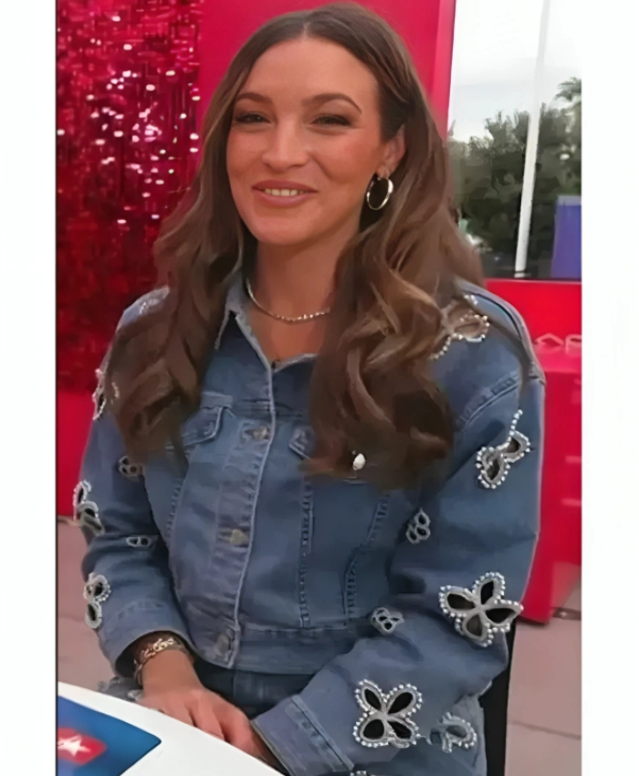 Access Hollywood 2025 Emily Orozco Embellished Floral Cutout Denim Jacket