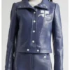 Access Hollywood Nikki Novak Blue Leather Jacket
