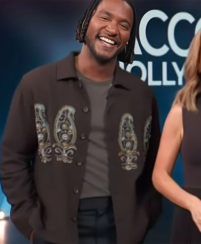 Access Hollywood Scott Evans Embroidered Brown Jacket