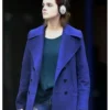 Actress Emma Watson Blue Wool Peacoat