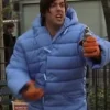 Adam Sandler 2000 Movie Little Nicky Blue Padded Long Puffer Hooded Jacket