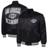 Adaptive Bold Logo Los Angeles Kings Black Full Snap Satin Varsity Jacket