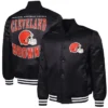 Adaptive Team Graphic Cleveland Browns Full Snap Satin Varsity Jacket Black