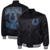 Adaptive Team Graphic Indianapolis Colts Full Snap Varsity Black Satin Jacket