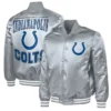 Adaptive Team Graphic Indianapolis Colts Full Snap Varsity Silver Satin Jacket