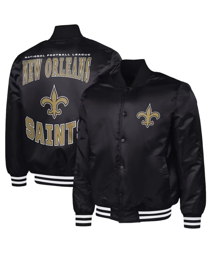 Adaptive Team Graphic New Orleans Saints Full Snap Varsity Satin Jacket
