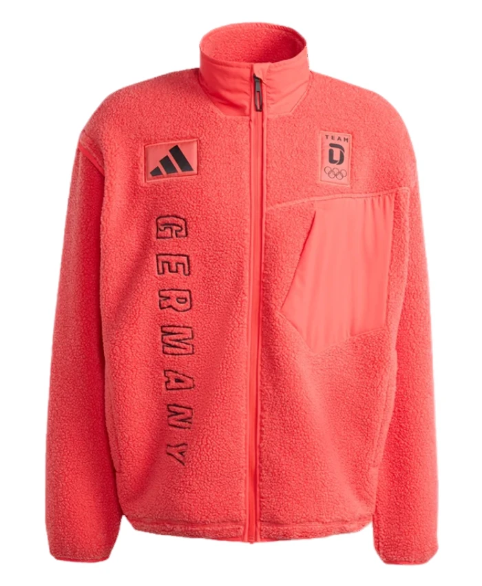 Adidas Winter Olympics 2026 Team Germany Red Sherpa Fleece Jacket