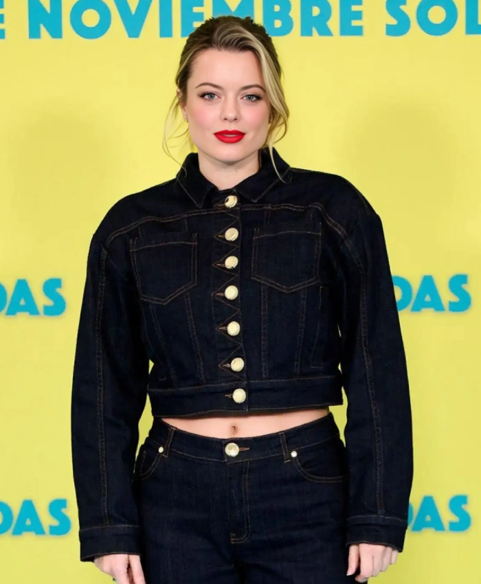 Adriana Torrebejano Coartadas Photocall Black Cropped Denim Jacket