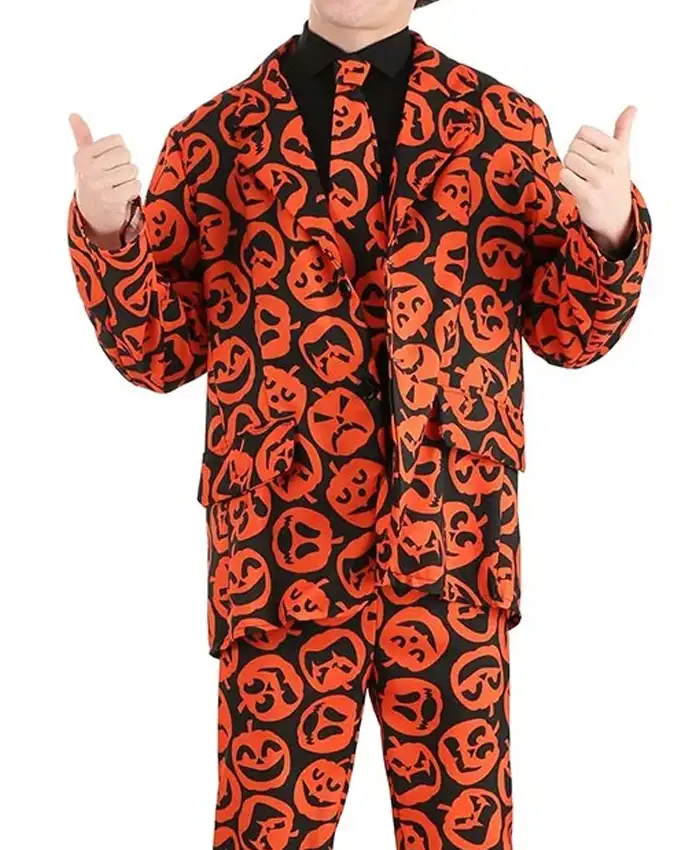 Adult Halloween Party Black And Orange Suit