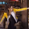 Adventure Comedy Movie Ride On 2023 Joey Yung Cropped Yellow Genuine Leather Jacket