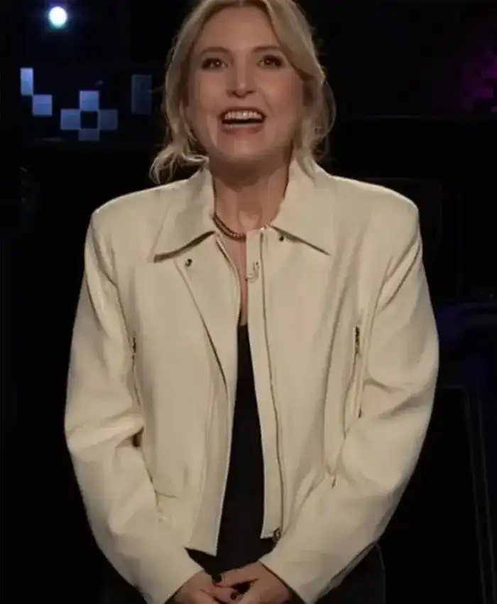 After Midnight Taylor Tomlinson White Cropped Jacket