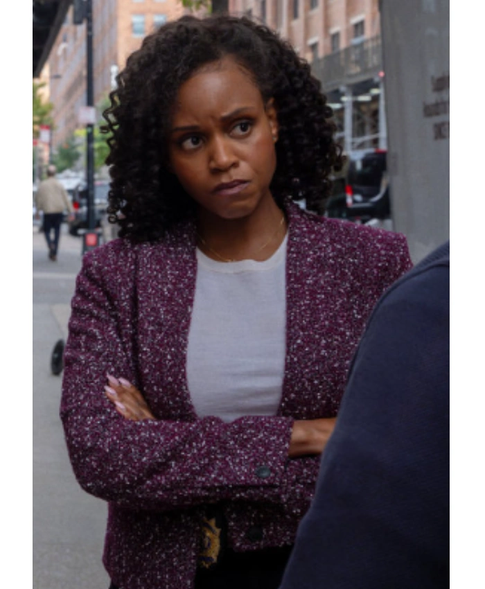 Aime Donna Kelly Law And Order SVU S27 Renee Curry Tweed Crop Blazer