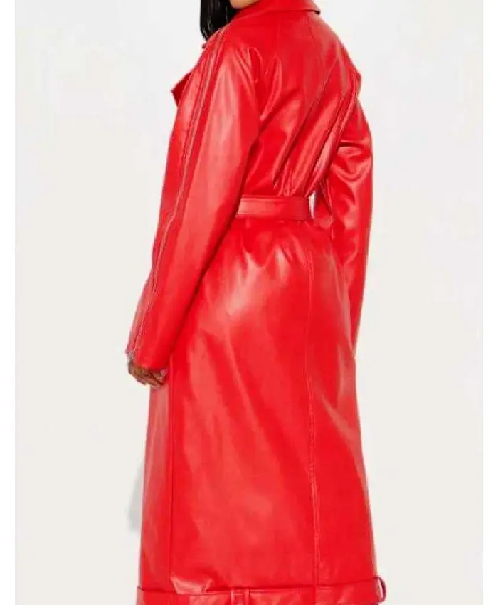Alexia Jayy The Voice S29 Red Leather Trench Coat - Image 4