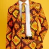 All Over Printed Orange Thanksgiving Suit For Mens