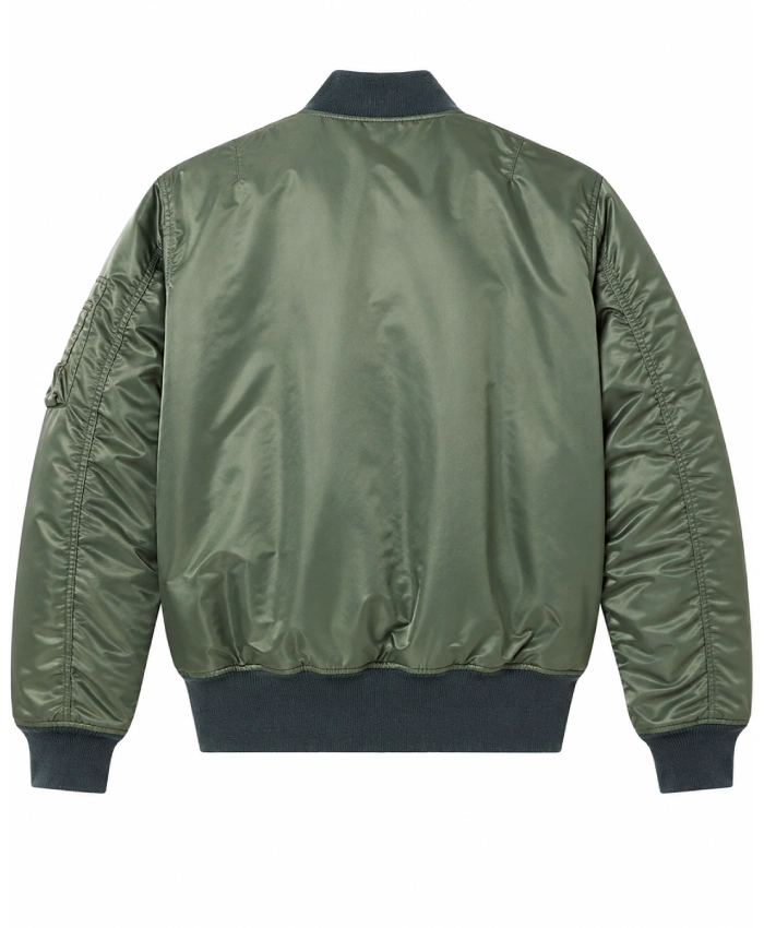 Alpha Industries MA 1 Battlewash Flight Green Satin Bomber Jacket
