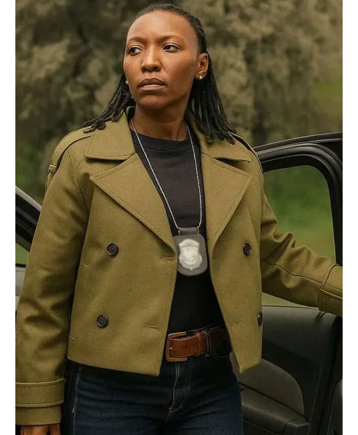 Amaya TV Series Frauds S01 Nansi Nsue Green Cropped Coat Jacket